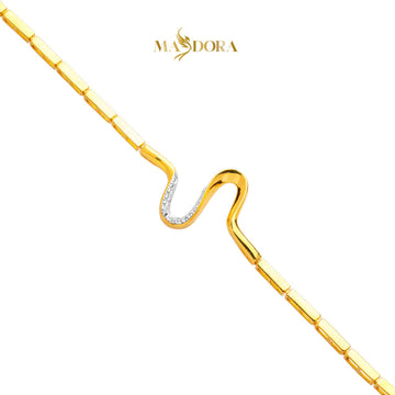 MASDORA 916 Gold Bracelet Rantai Tangan Emas ~ Duotone Elegant Sway Bamboo (EMAS 916/22K)
