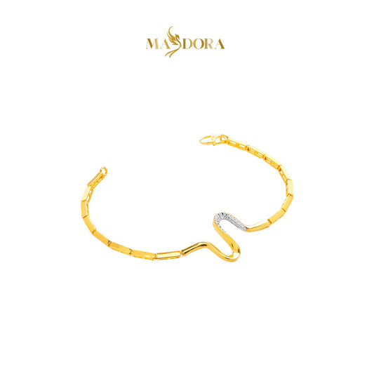 MASDORA 916 Gold Bracelet Rantai Tangan Emas ~ Duotone Elegant Sway Bamboo (EMAS 916/22K)
