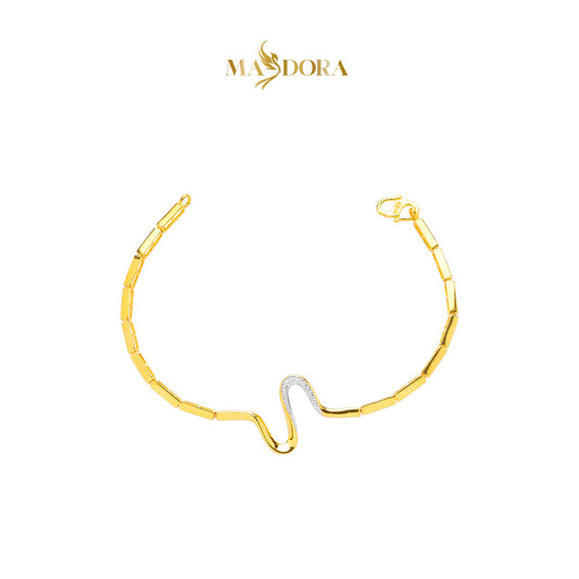 MASDORA 916 Gold Bracelet Rantai Tangan Emas ~ Duotone Elegant Sway Bamboo (EMAS 916/22K)