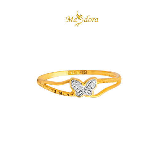 MASDORA 916 Gold Ring Rings Cincin Emas ~ Duotone Wavy Butterfly (EMAS 916/22K)