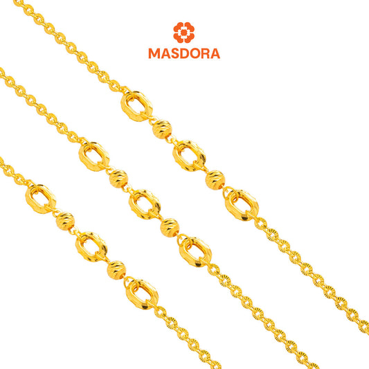 MASDORA 916 Gold Bracelet Rantai Tangan Emas ~ Shining Sauh Triple Oval (EMAS 916/22K)
