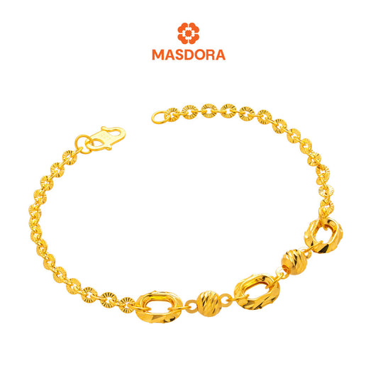 MASDORA 916 Gold Bracelet Rantai Tangan Emas ~ Shining Sauh Triple Oval (EMAS 916/22K)