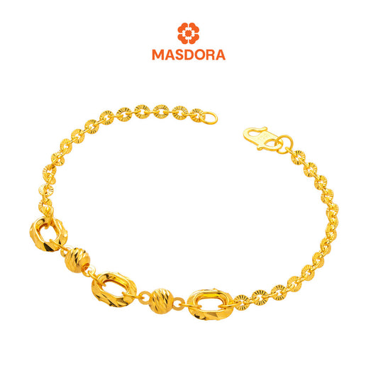MASDORA 916 Gold Bracelet Rantai Tangan Emas ~ Shining Sauh Triple Oval (EMAS 916/22K)