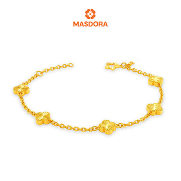 MASDORA 916 Gold Bracelet Rantai Tangan Emas ~ Mini Solid Clover (5F) (EMAS 916/22K)