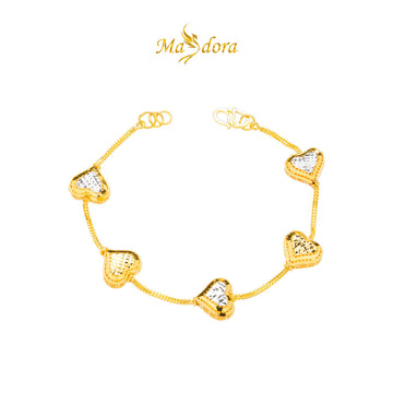 MASDORA 916 Gold Bracelet Rantai Tangan Emas ~ Duotone Unity Love Cutting (EMAS 916/22K)