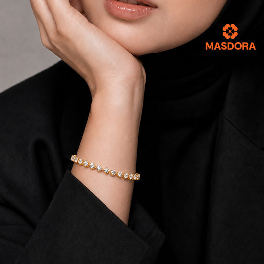 MASDORA 916 Gold Bracelet Rantai Tangan Emas ~ Duotone Tennis Shiny Cutting (EMAS 916/22K)