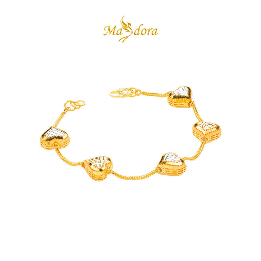 MASDORA 916 Gold Bracelet Rantai Tangan Emas ~ Duotone Unity Love Cutting (EMAS 916/22K)