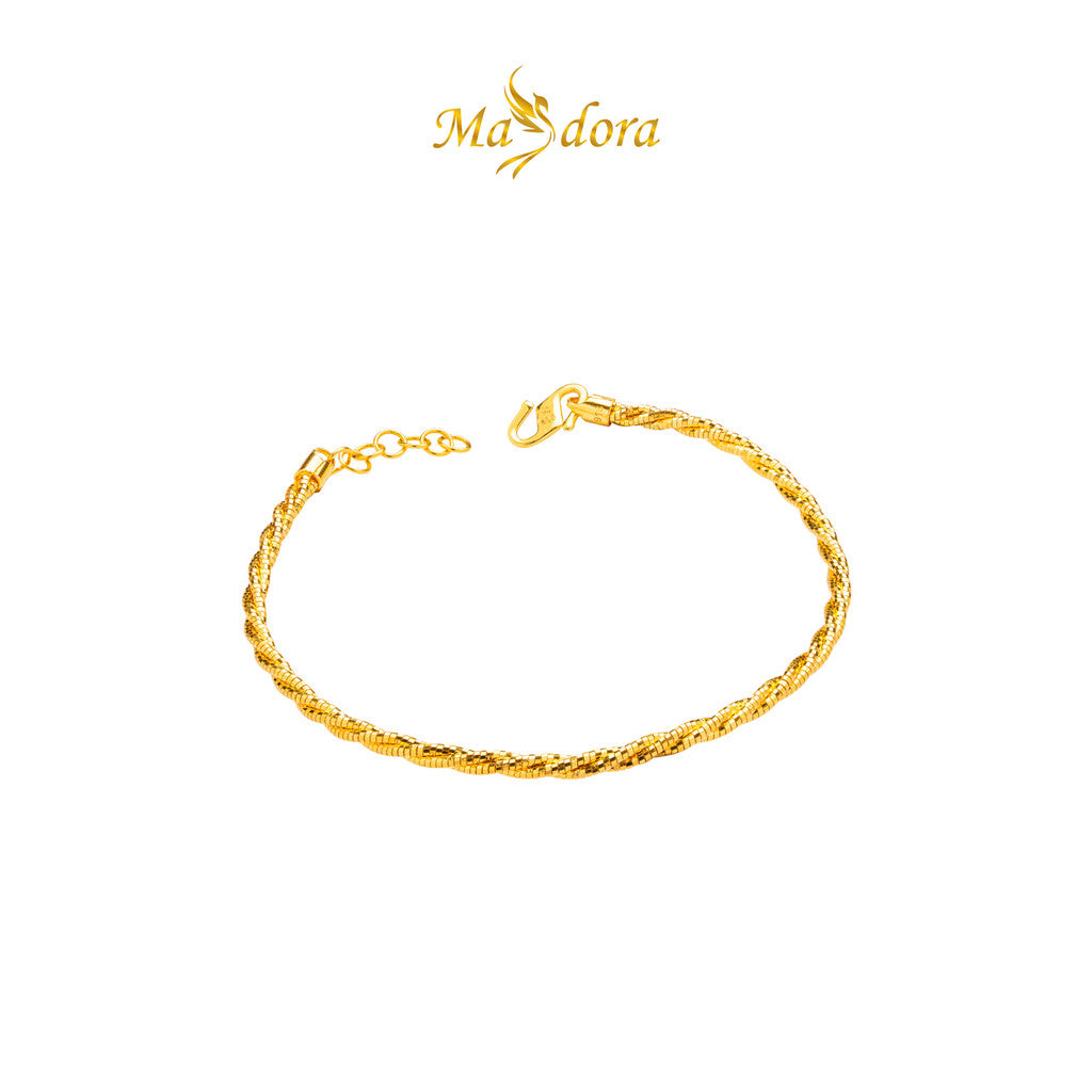 MASDORA 916 Gold Bangle Gelang Tangan Emas ~ Minimalist Golden Twisted Kavor (EMAS 916/22K)