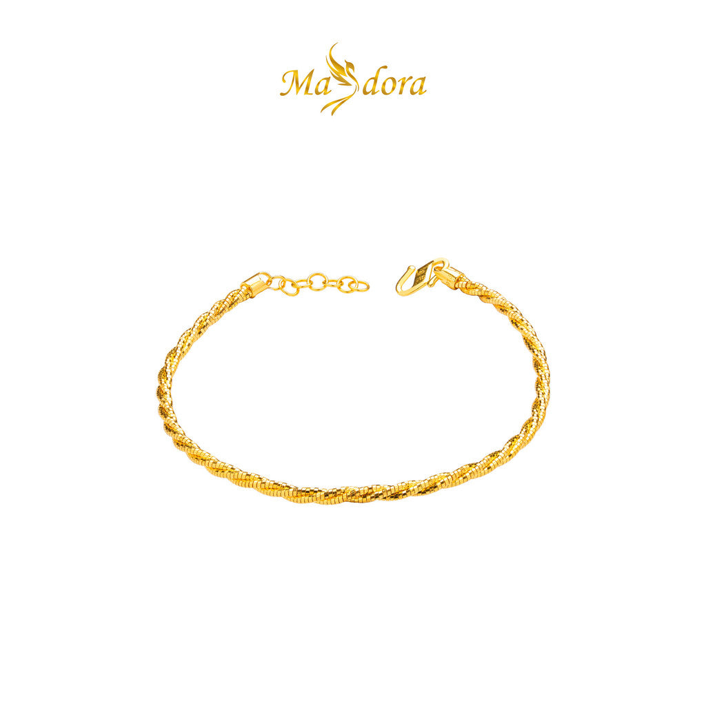 MASDORA 916 Gold Bangle Gelang Tangan Emas ~ Minimalist Golden Twisted Kavor (EMAS 916/22K)