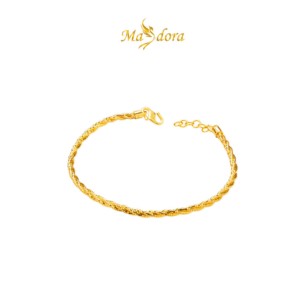 MASDORA 916 Gold Bangle Gelang Tangan Emas ~ Minimalist Golden Twisted Kavor (EMAS 916/22K)