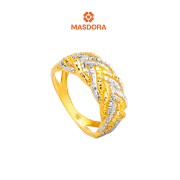 MASDORA 916 Gold Ring Rings Cincin Emas ~ Duotone Charming Pave (EMAS 916/22K)