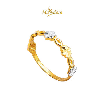 MASDORA 916 Gold Ring Rings Cincin Emas ~ Duotone Flower Links (EMAS 916/22K)
