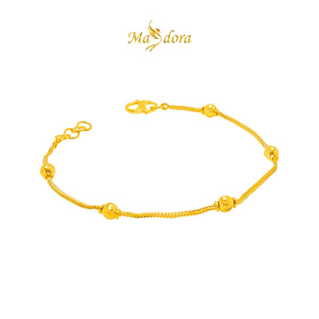 MASDORA 916 Gold Bracelet Rantai Tangan Emas ~ Golden Bead Single Chain (EMAS 916/22K)