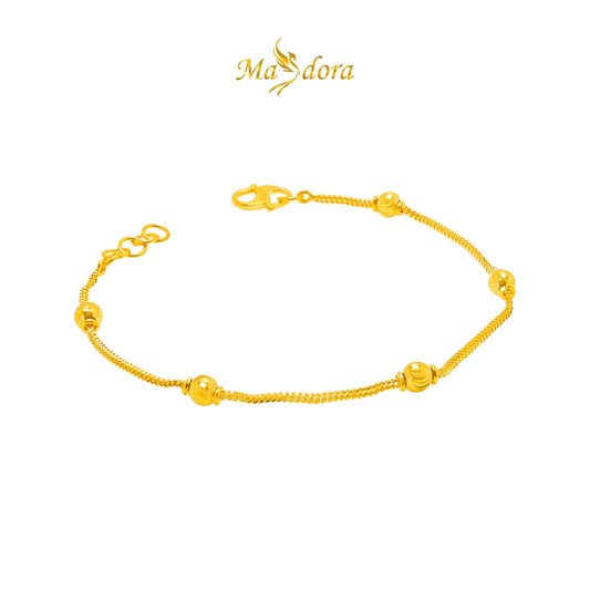 MASDORA 916 Gold Bracelet Rantai Tangan Emas ~ Golden Bead Single Chain (EMAS 916/22K)