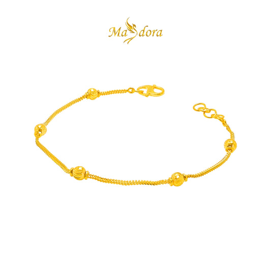 MASDORA 916 Gold Bracelet Rantai Tangan Emas ~ Golden Bead Single Chain (EMAS 916/22K)