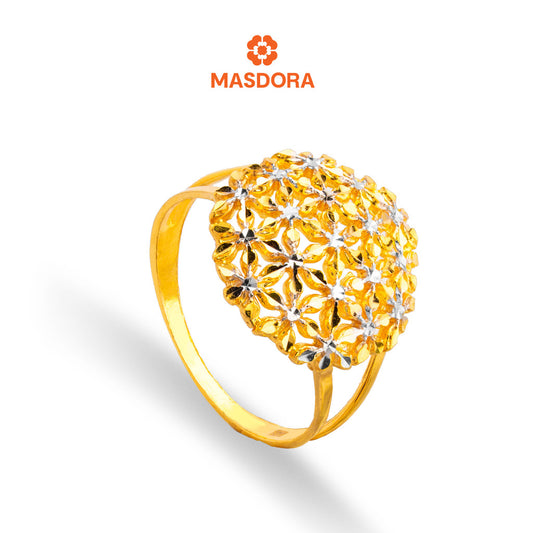 MASDORA 916 Gold Ring Rings Cincin Emas ~ Duotone Flower Bouquet (EMAS 916/22K)