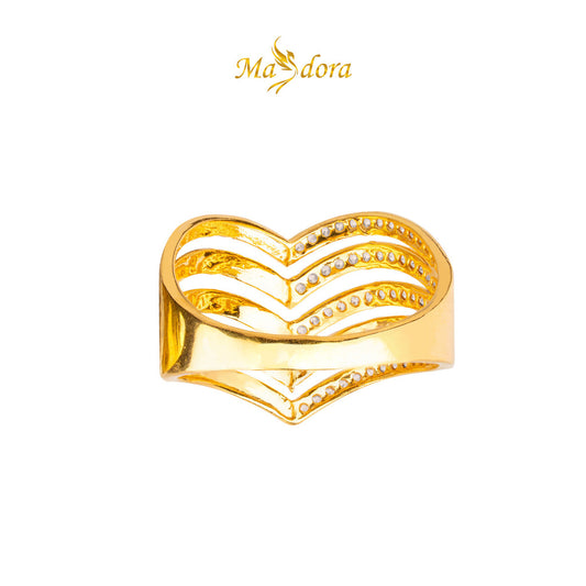 MASDORA 916 Gold Ring Rings Cincin Emas ~ Sparkling Quintuple Semi-V (EMAS 916/22K)
