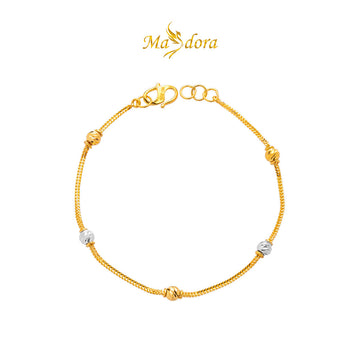 MASDORA 916 Gold Bracelet Rantai Tangan Emas ~ Duotone Beads Single Chain (EMAS 916/22K)