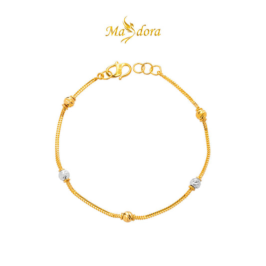 MASDORA 916 Gold Bracelet Rantai Tangan Emas ~ Duotone Beads Single Chain (EMAS 916/22K)