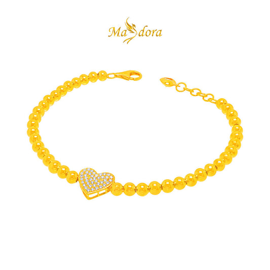 MASDORA 916 Gold Bracelet Rantai Tangan Emas ~ Sparkling Love Boba (EMAS 916/22K)