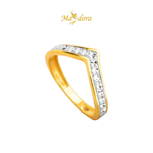 MASDORA 916 Gold Ring Rings Cincin Emas ~ Duotone Diamond Cut V-(EMAS 916/22K)