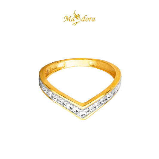 MASDORA 916 Gold Ring Rings Cincin Emas ~ Duotone Diamond Cut V-(EMAS 916/22K)