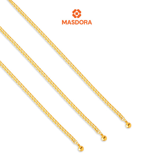 MASDORA 916 Gold Bracelet Rantai Tangan Emas ~ Lipan Licin Baby (3mm) (EMAS 916/22K)