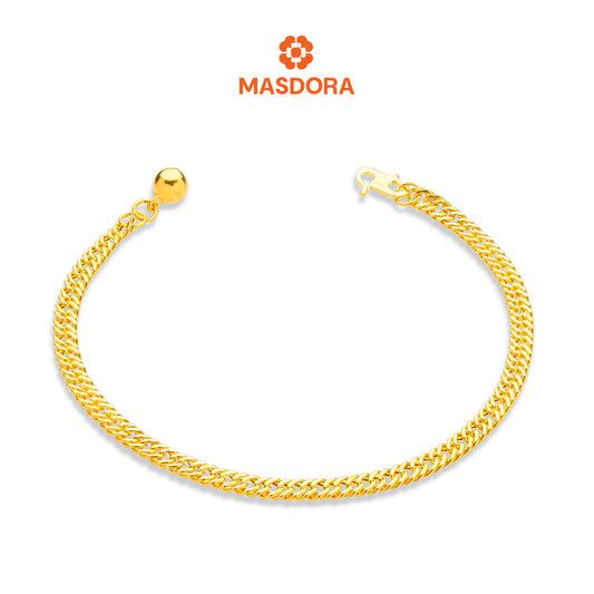 MASDORA 916 Gold Bracelet Rantai Tangan Emas ~ Lipan Licin Baby (3mm) (EMAS 916/22K)