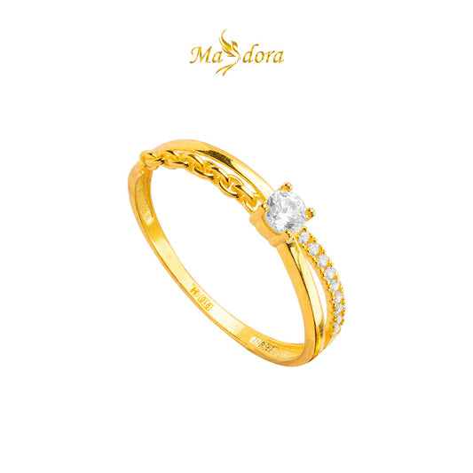 MASDORA 916 Gold Ring Rings Cincin Emas ~ Sparkling Braided Solitaire Gold (EMAS 916/22K)