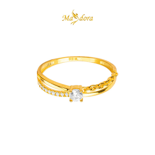 MASDORA 916 Gold Ring Rings Cincin Emas ~ Sparkling Braided Solitaire Gold (EMAS 916/22K)