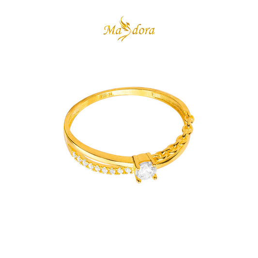 MASDORA 916 Gold Ring Rings Cincin Emas ~ Sparkling Braided Solitaire Gold (EMAS 916/22K)