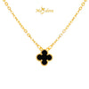 MASDORA 916 Gold Necklace Rantai Leher Emas ~ Clover Single Flower - M (EMAS 916/22K)