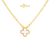 MASDORA 916 Gold Necklace Rantai Leher Emas ~ Clover Single Flower - M (EMAS 916/22K)
