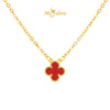 MASDORA 916 Gold Necklace Rantai Leher Emas ~ Clover Single Flower - M (EMAS 916/22K)