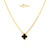 MASDORA 916 Gold Necklace Rantai Leher Emas ~ Clover Single Flower - M (EMAS 916/22K)