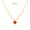 MASDORA 916 Gold Necklace Rantai Leher Emas ~ Clover Single Flower - M (EMAS 916/22K)