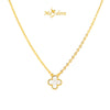 MASDORA 916 Gold Necklace Rantai Leher Emas ~ Clover Single Flower - M (EMAS 916/22K)