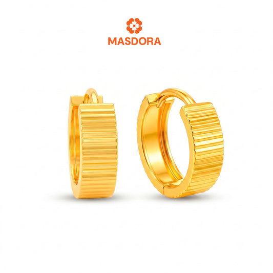 MASDORA 916 Gold Earrings Earring Subang Emas ~ Golden Lined Cutting (EMAS 916/22K)