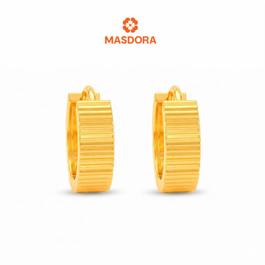 MASDORA 916 Gold Earrings Earring Subang Emas ~ Golden Lined Cutting (EMAS 916/22K)