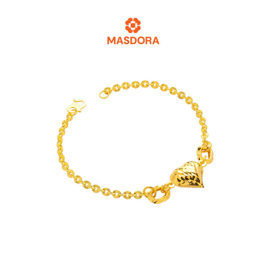 MASDORA 916 Gold Bracelet Rantai Tangan Emas ~ Shining Sauh Amid Fluffy Love (EMAS 916/22K)