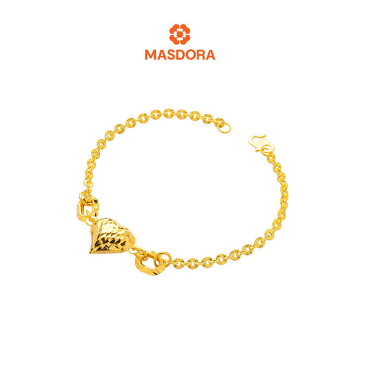 MASDORA 916 Gold Bracelet Rantai Tangan Emas ~ Shining Sauh Amid Fluffy Love (EMAS 916/22K)