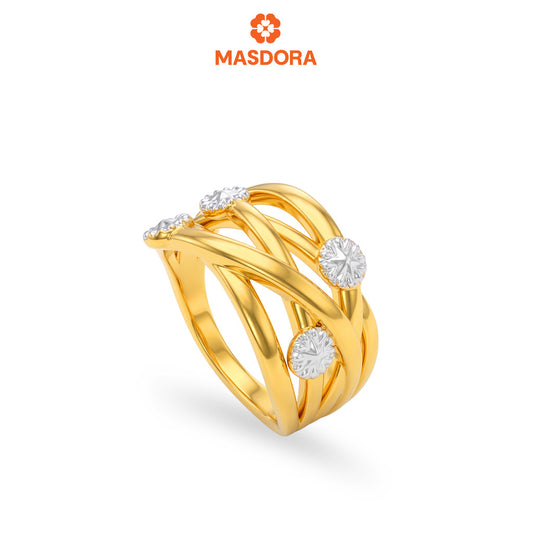 MASDORA 916 Gold Ring Rings Cincin Emas ~ HG Star Crisscross (EMAS 916/22K)