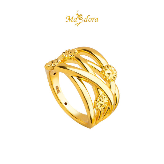 MASDORA 916 Gold Ring Rings Cincin Emas ~ HG Star Crisscross (EMAS 916/22K)
