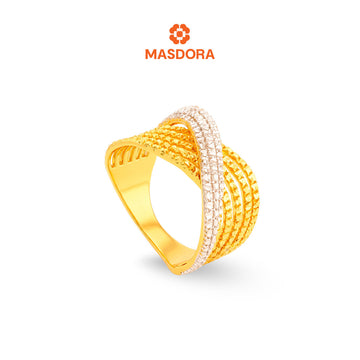 MASDORA 916 Gold Ring Rings Cincin Emas ~ Duotone Sincere Braids (EMAS 916/22K)