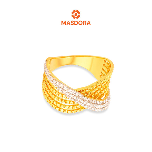 MASDORA 916 Gold Ring Rings Cincin Emas ~ Duotone Sincere Braids (EMAS 916/22K)