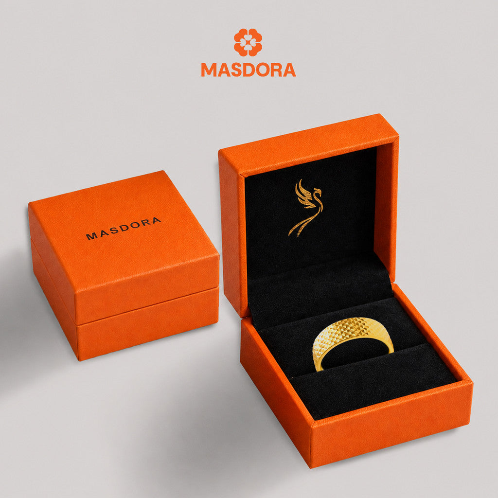 MASDORA 916 Gold Ring Rings Cincin Emas ~ CBR Golden Diamond Cut 6mm (EMAS 916/22K)
