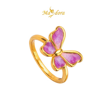 MASDORA 999 Gold Ring Rings Cincin Emas ~ Violet Glittery Butterfly (EMAS 999/24K)