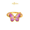 MASDORA 999 Gold Ring Rings Cincin Emas ~ Violet Glittery Butterfly (EMAS 999/24K)