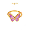 MASDORA 999 Gold Ring Rings Cincin Emas ~ Violet Glittery Butterfly (EMAS 999/24K)