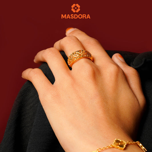 MASDORA 916 Gold Ring Rings Cincin Emas ~ HG Widen Fretwork Band (EMAS 916/22K)